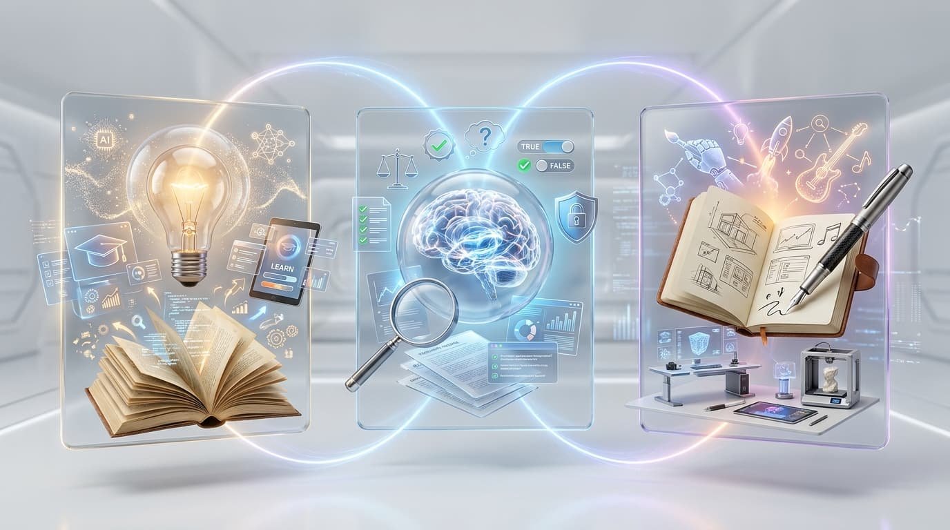 Learn Think Create framework showing how to use AI for homework ethically