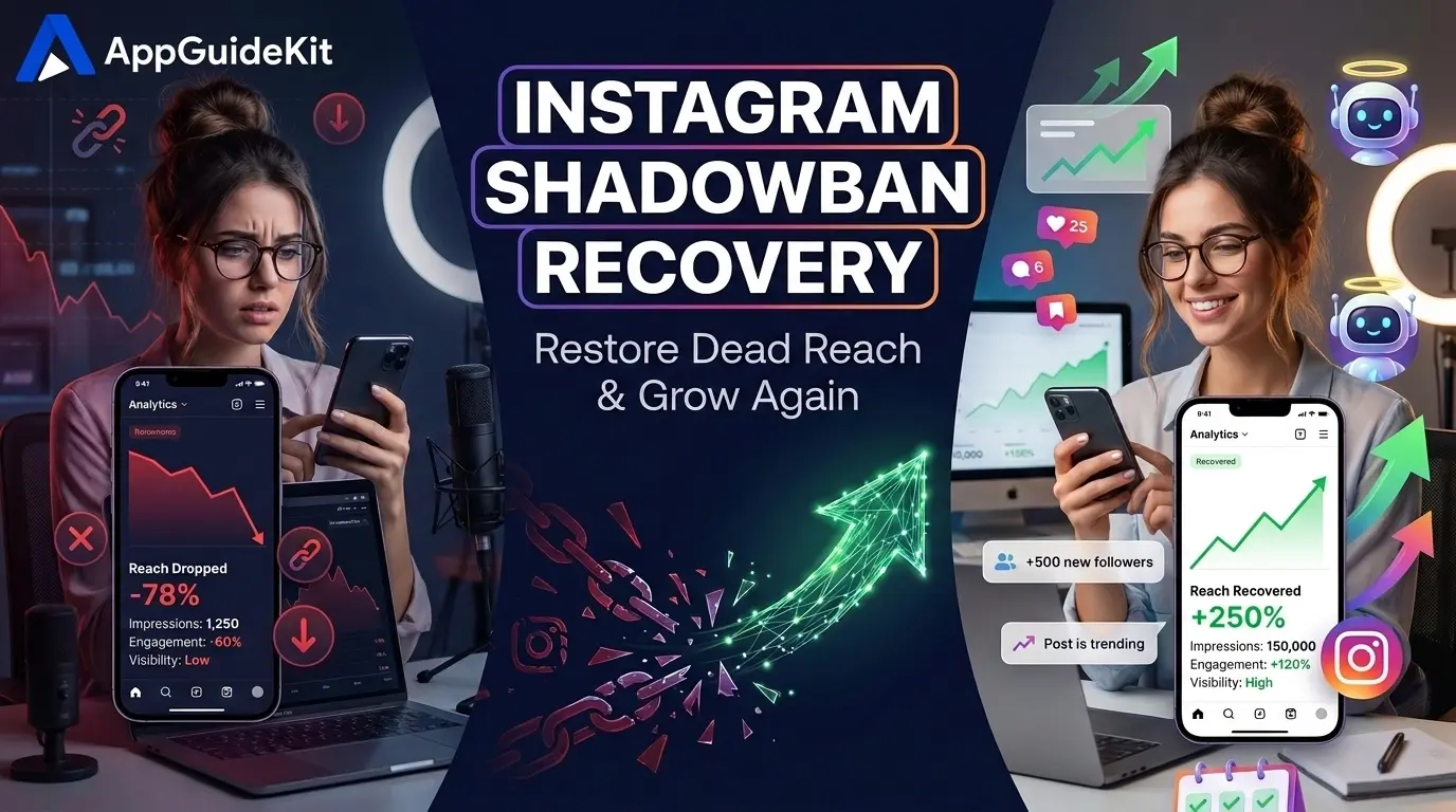 Instagram shadowban recovery guide showing how to restore dead reach and improve account visibility