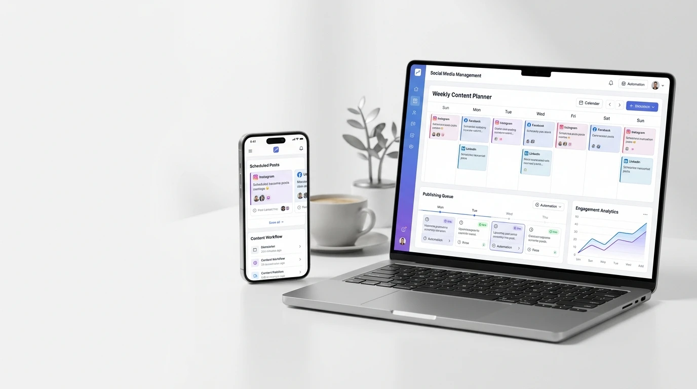 Social media scheduler dashboard for automating Instagram posts with calendar planning