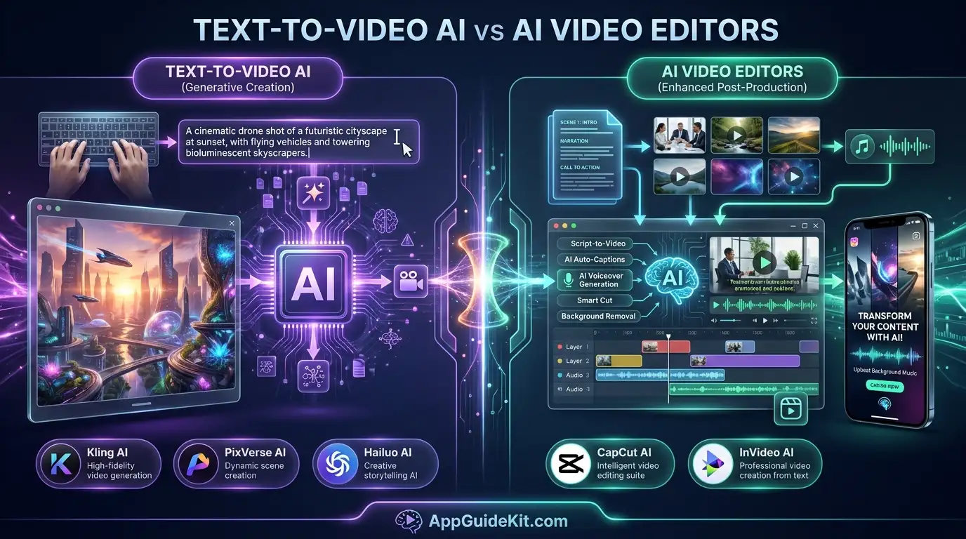 text to video AI generator vs AI video editor comparison