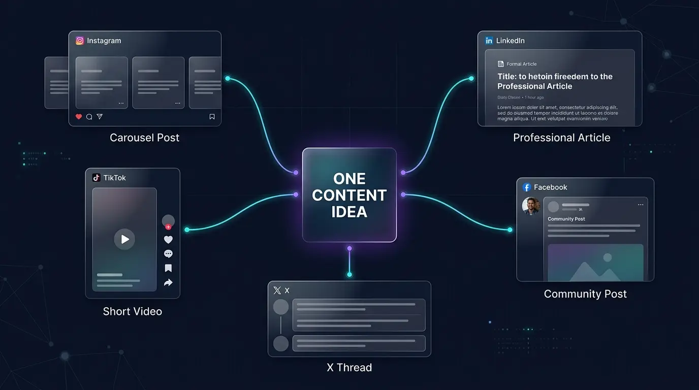 Unified social media content calendar workflow for multiple accounts